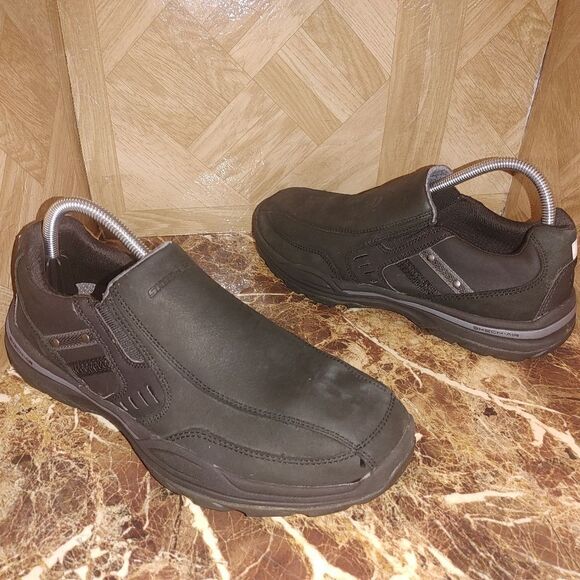 Skechers men's brencen slip-on black leather loafer shoes size 8.5.   212 - Picture 1 of 9